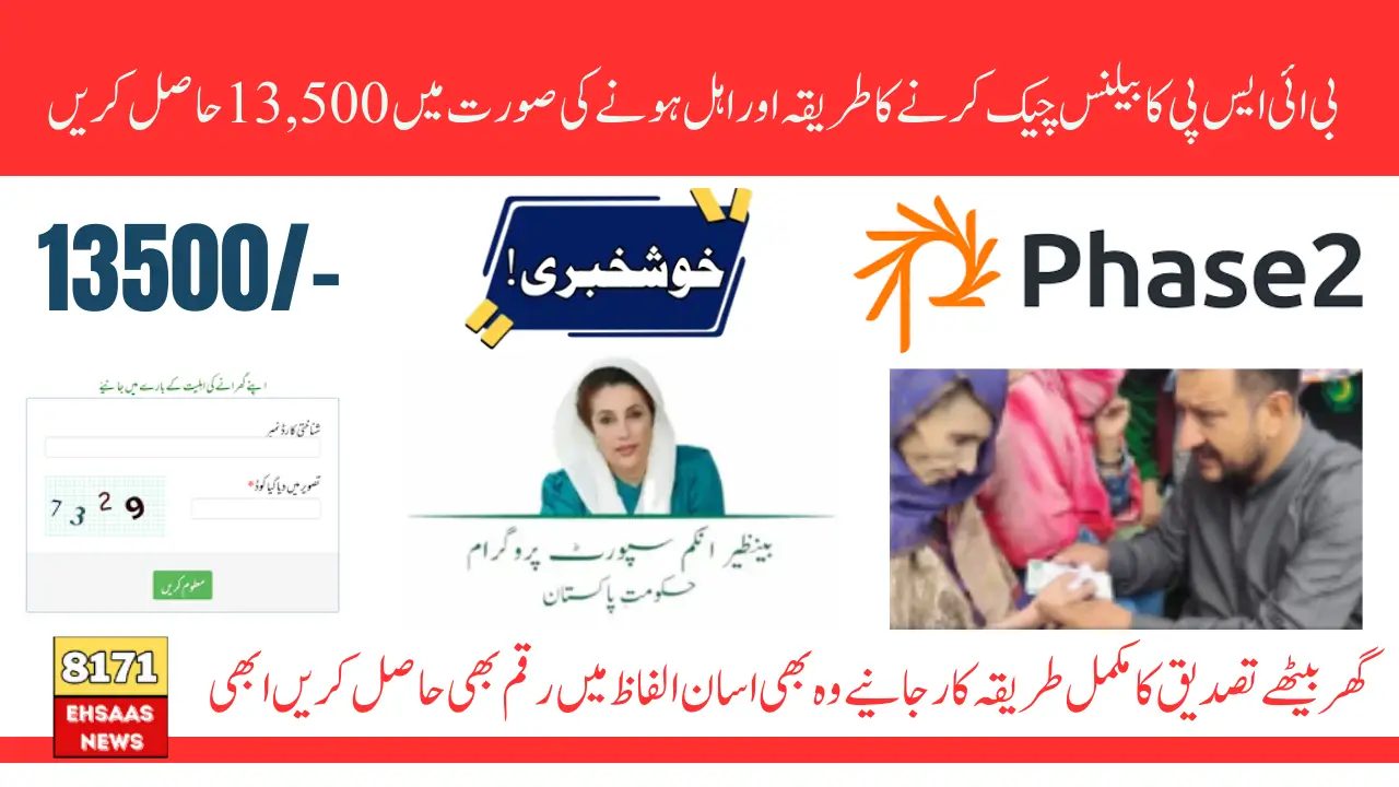 BISP Check Balance Online By CNIC 8171 Online Check 13500 Paymentus